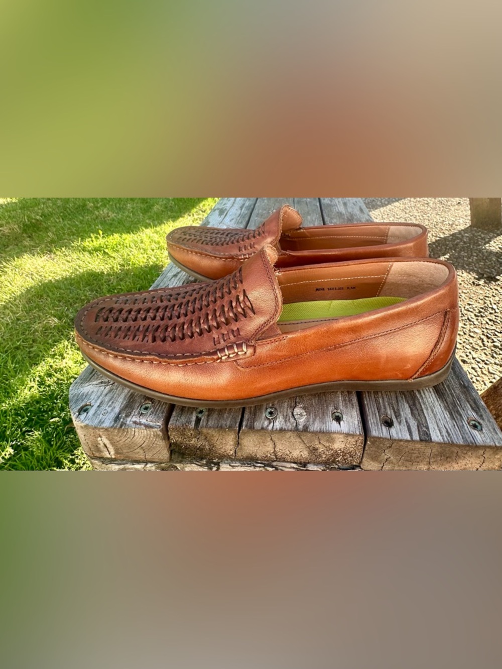 Florsheim Comfortech Brown Leather Woven Loafers Size 9.5 Great Condition!